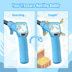 Load image into Gallery viewer, Blue handheld device with screen showing treasure hunting theme on a blue background