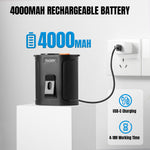 Load image into Gallery viewer, 4000mAh rechargeable battery with charging cable and socket on a gray background