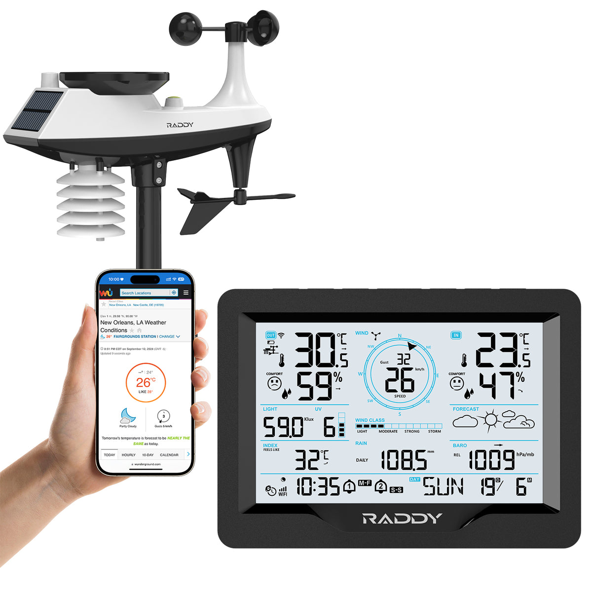 インテリア時計 WEATHER FORECAST RADIO CONTROLLED Weather station,With Weather Temperature Alarm Clock With Weather