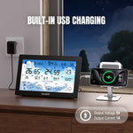 Load image into Gallery viewer, Raddy N90 Wi-Fi Weather Station with USB charging feature on a wooden surface.
