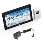 Load image into Gallery viewer, Raddy N90 Wi-Fi Weather Station with large display, small sensor, and power adapter on a white background
