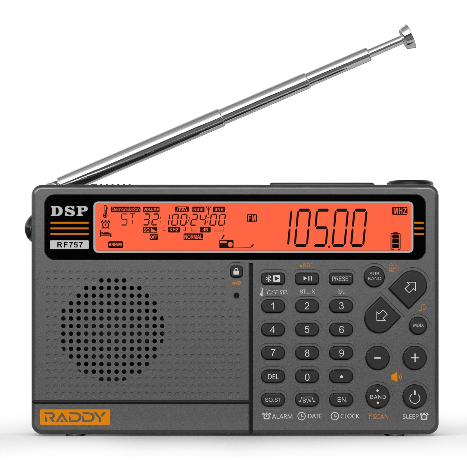 Front view of the Raddy RF757 radio