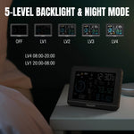 Load image into Gallery viewer, Digital clock with 5-level backlight and night mode settings displayed on a screen.