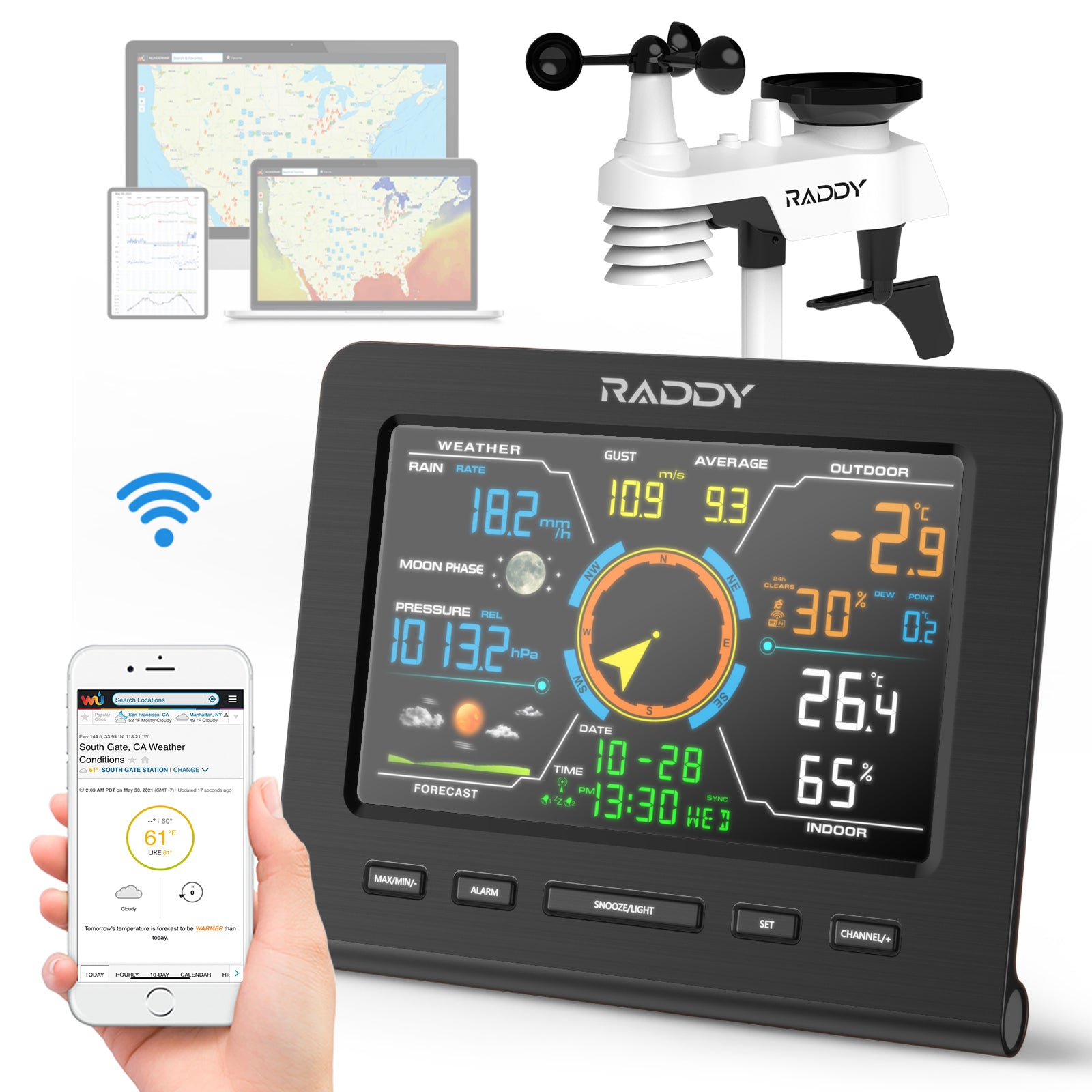 Raddy DT6 Weather Station, Temperature Humidity