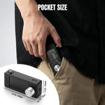 Load image into Gallery viewer, Hand inserting a small electronic device into a pocket with 'Pocket Size' text above.
