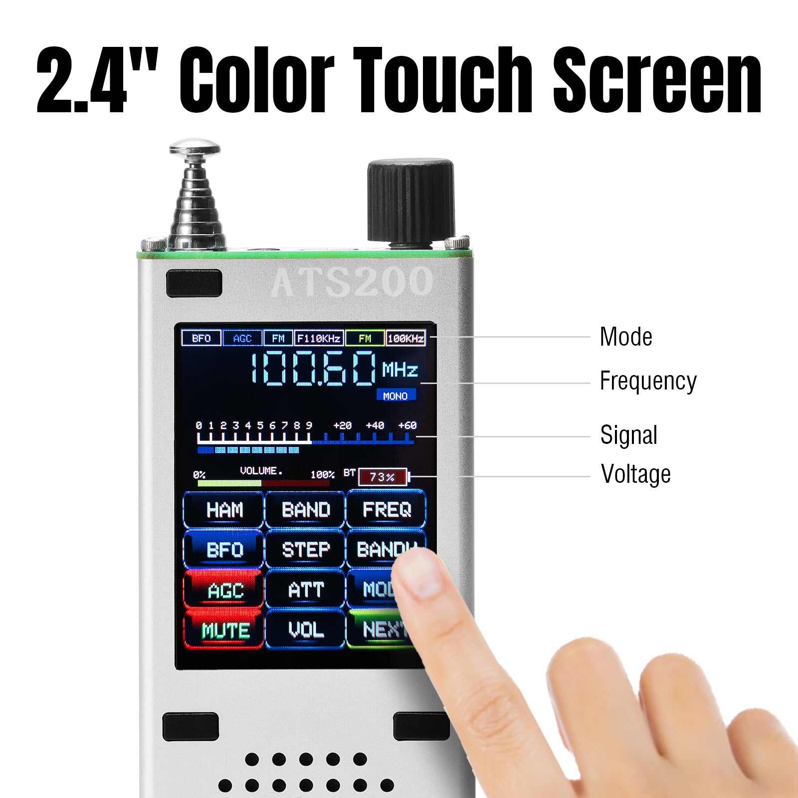 ATS200 Shortwave Radio comes with 2.3" color touch screen 