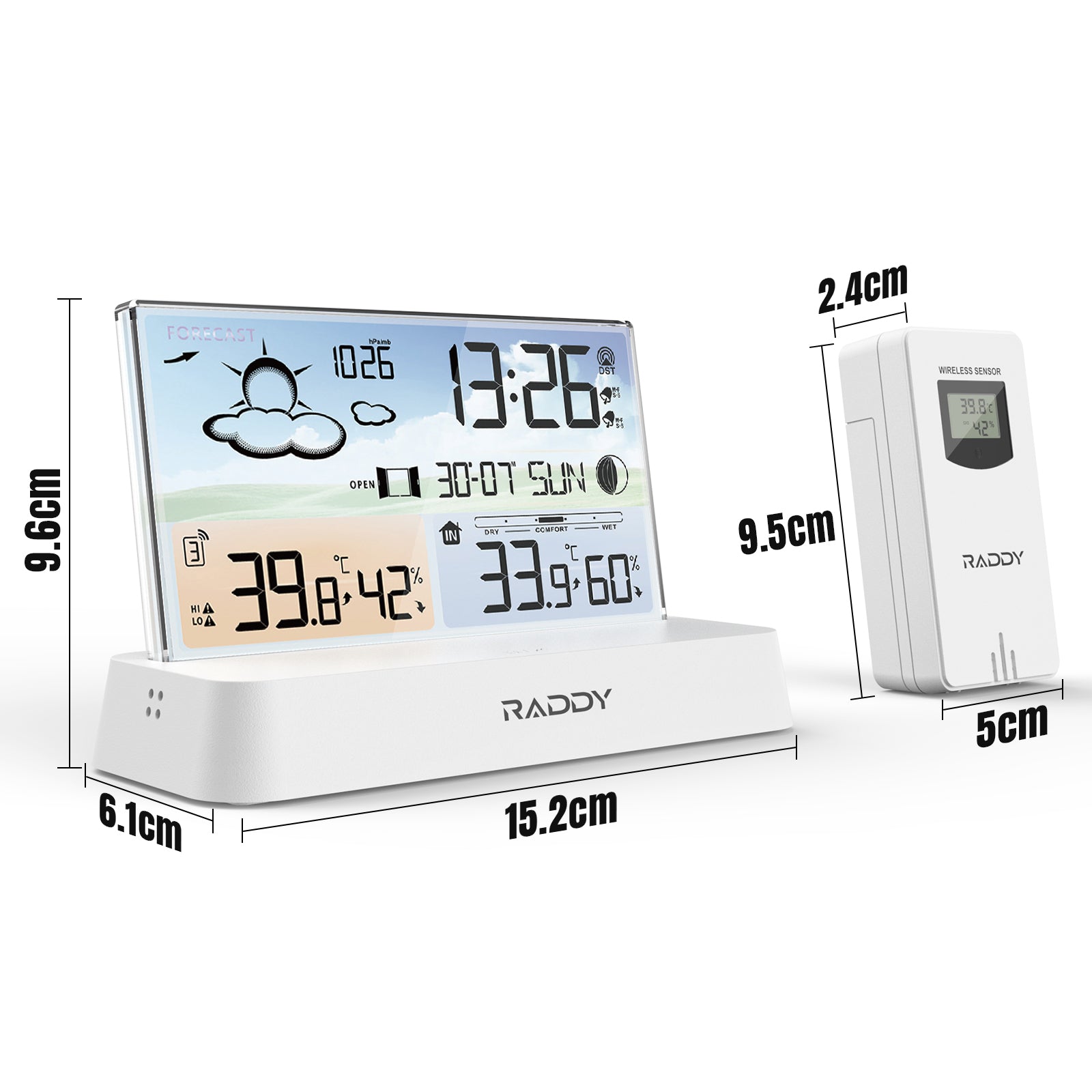 DT6 Weather Station and sensor Size