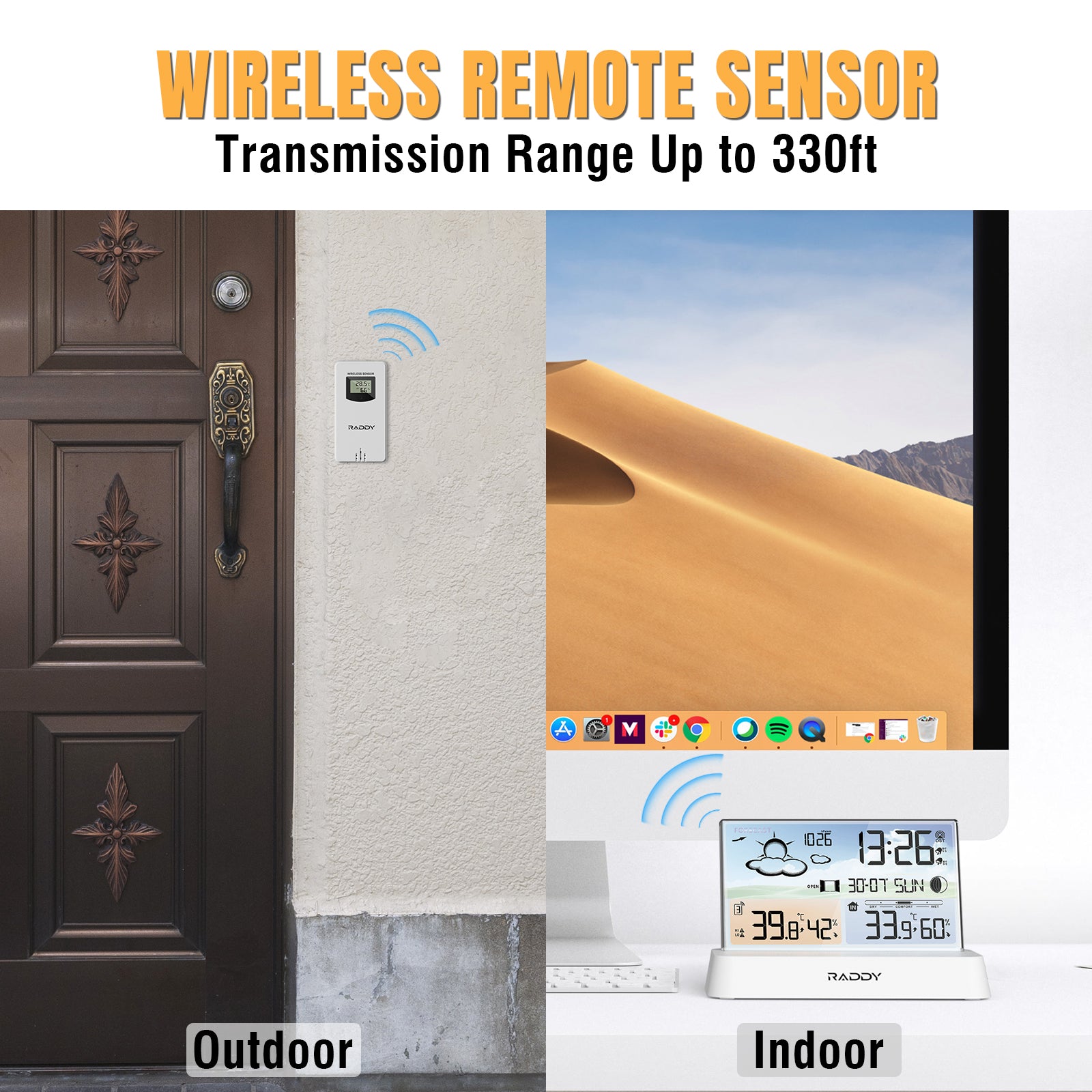 DT6 Weather Station transmission range up to 330 ft