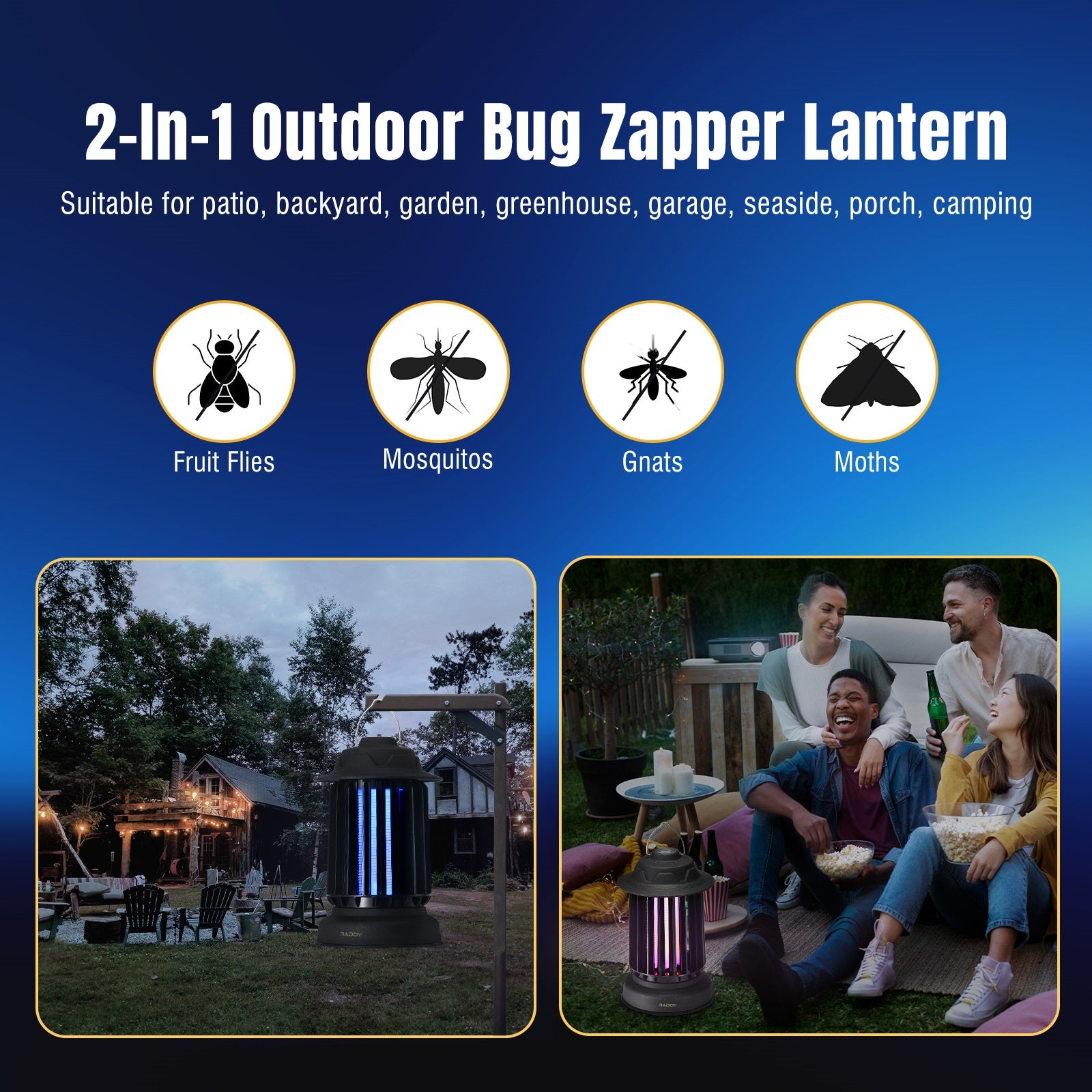 MZ-1 2-in-1 outdoor bug zapper lantern