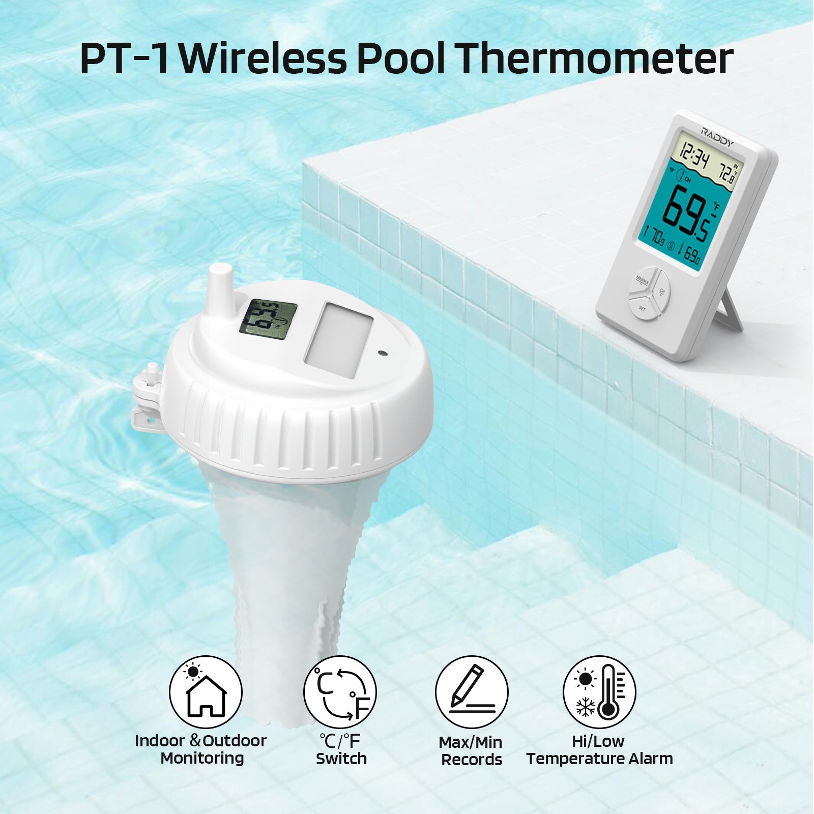 PT-1 Wireless Pool Thermometer functions instructions 