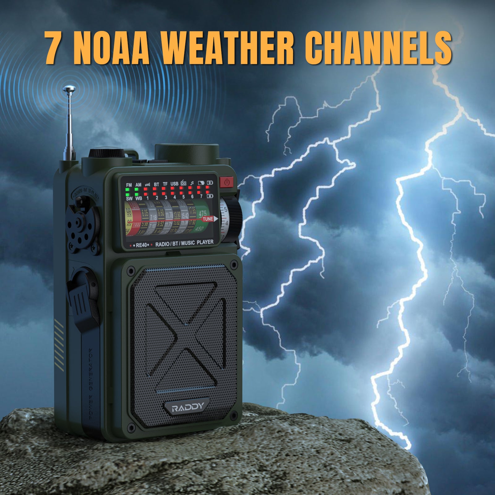 RE40 3-in-1 Retro AM/FM/SW/WB Radio comes with 7 NOAA weather channels 