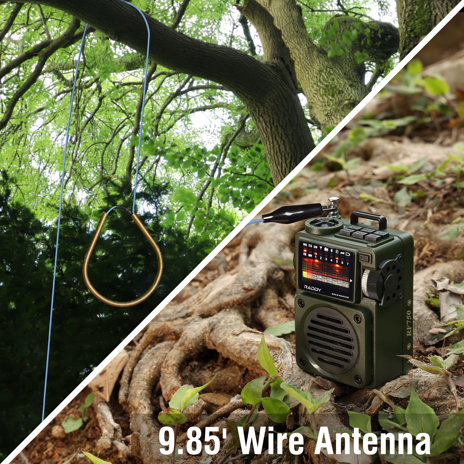 RF750 comes with 9.85' wire antenna 