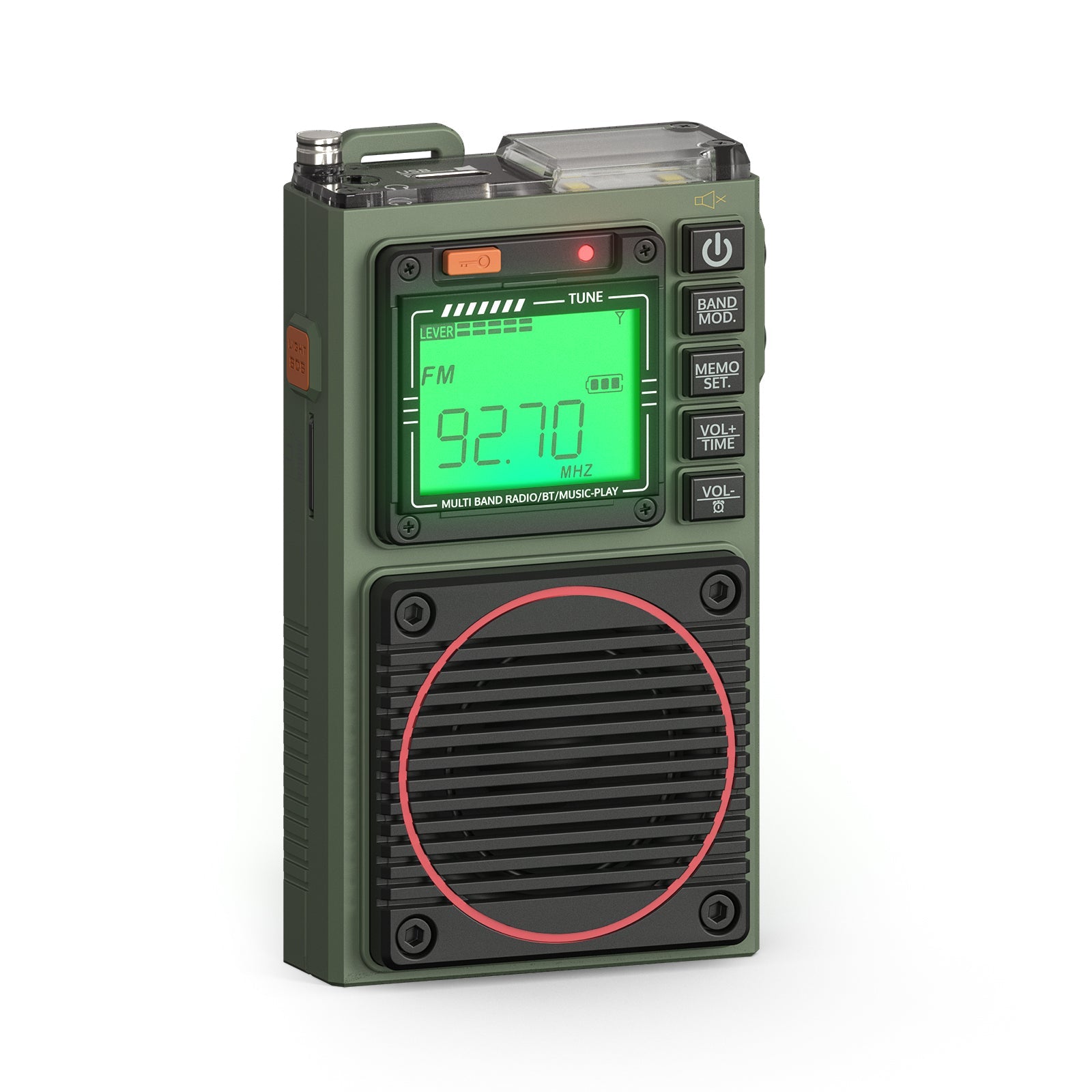 Side view of the RF75A APP Control SW Radio