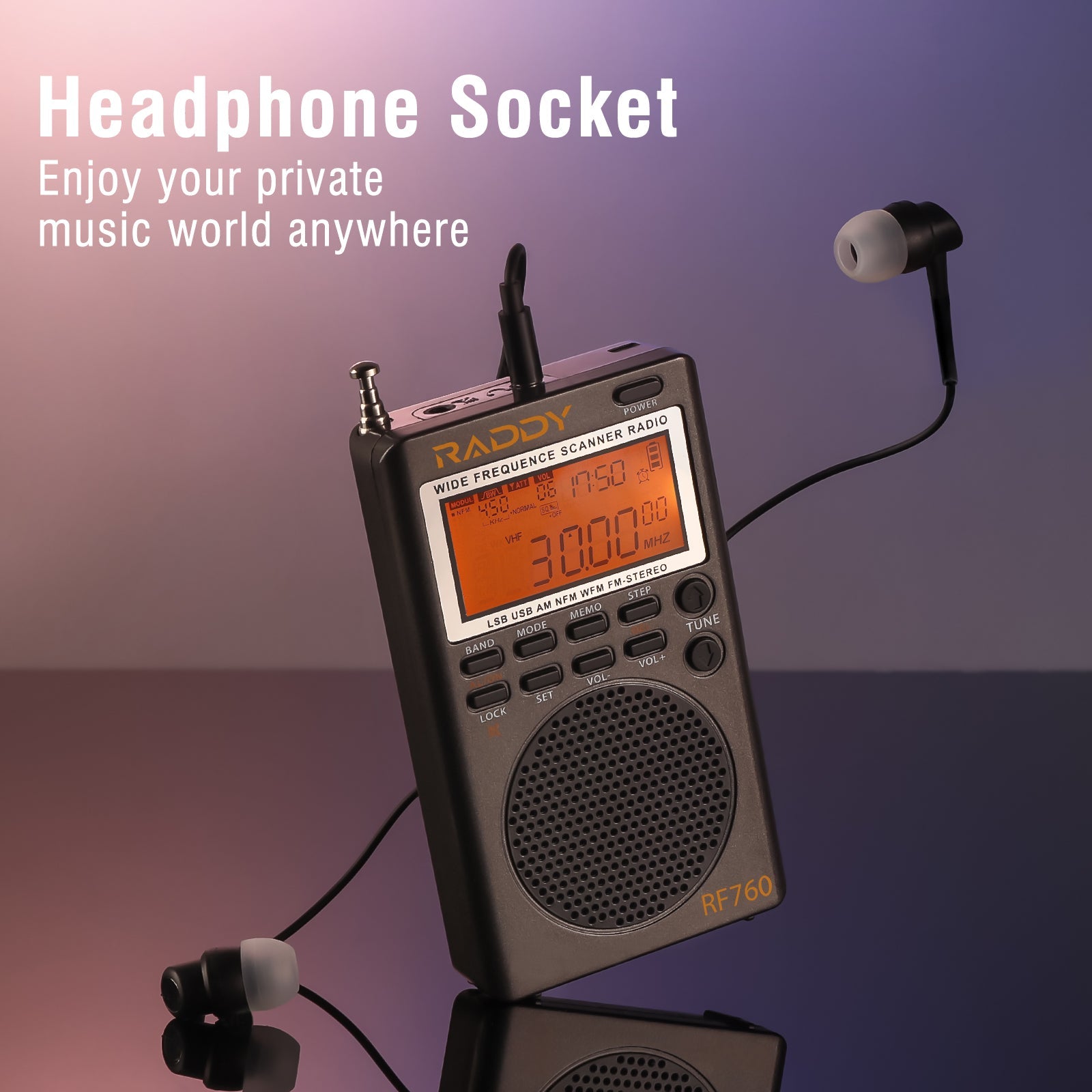 RF760 comes with 3.5mm headphone socket