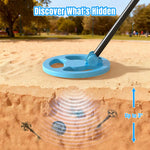 Load image into Gallery viewer, Metal detector on sandy ground with illustration of detecting objects up to 3 inches deep.
