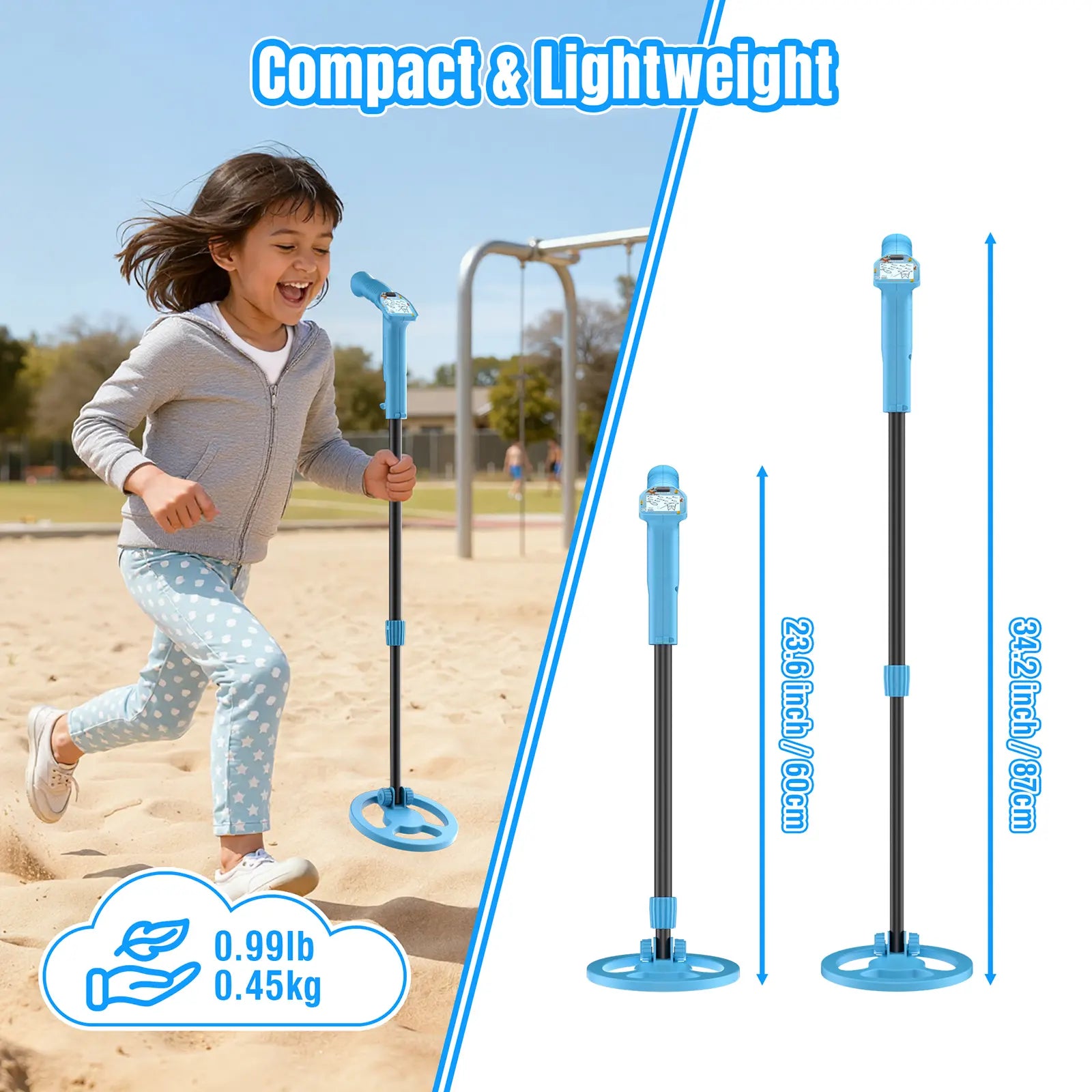 Child playing with a compact and lightweight jump rope on a playground.