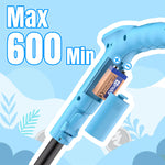 Load image into Gallery viewer, Blue handheld device with battery compartment on a light blue background, labeled &#39;Max 600 Min&#39;.
