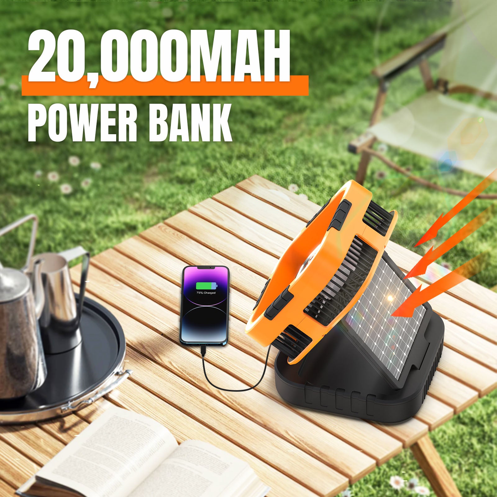 CF3 Rechargeable Camping Fan with 20000 mAh power bank