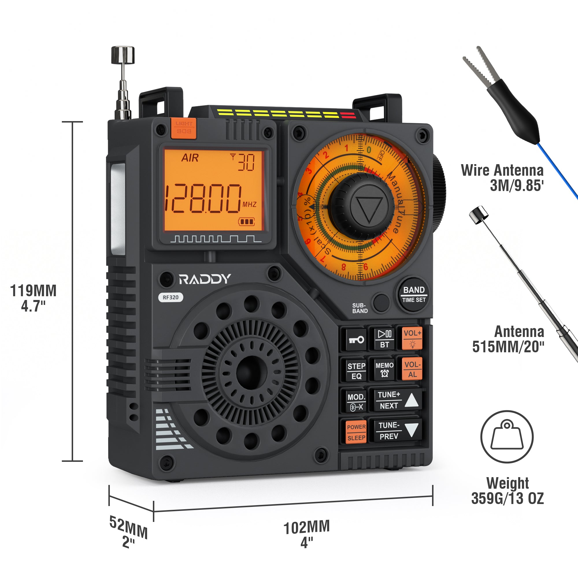 Raddy RF320 and antenna size