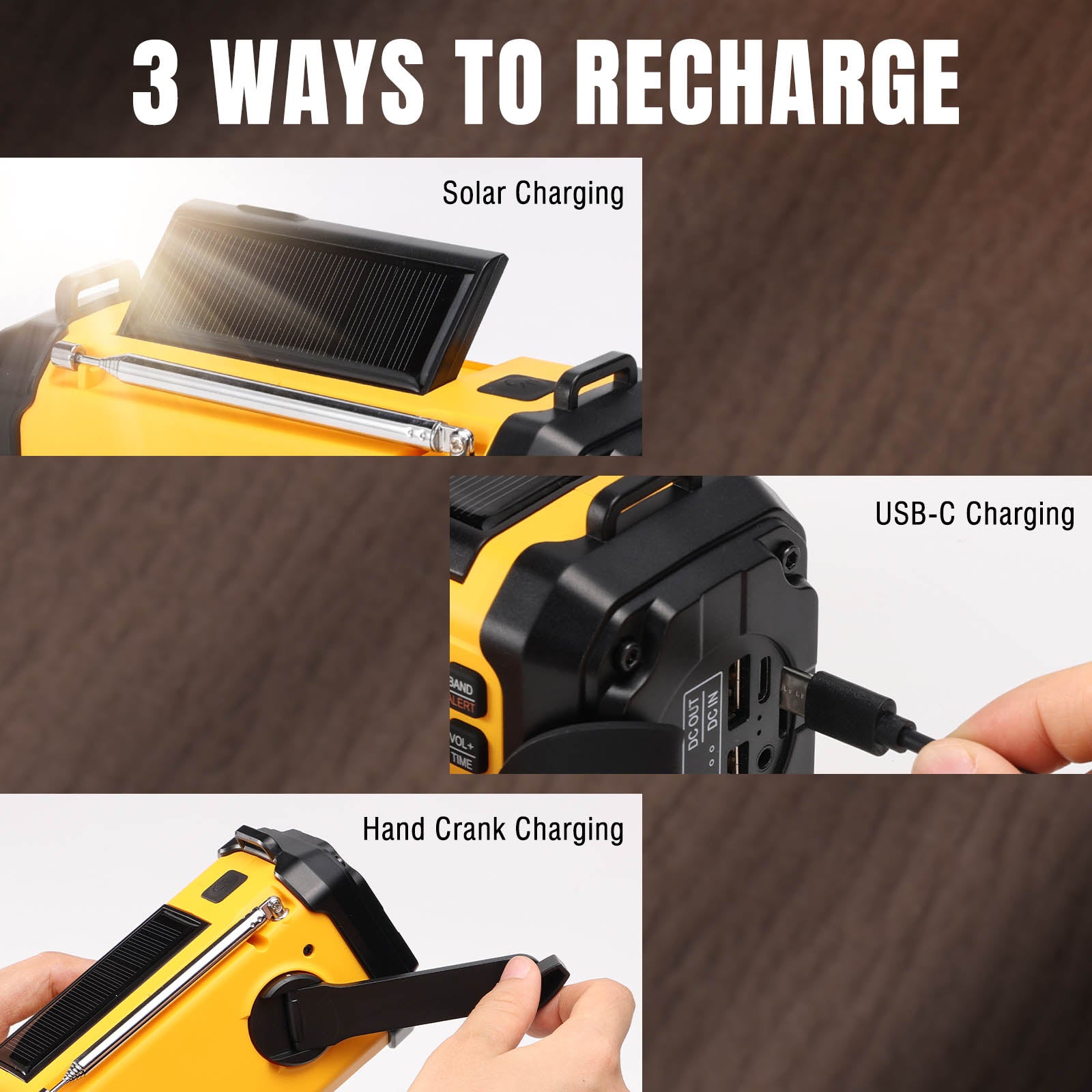 Raddy SH-906 Emergency Radio | support 3 ways to recharge 