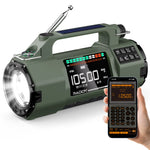 Load image into Gallery viewer, Green Raddy SH-907 Emergency Radio with flashlight and smartphone app on a white background
