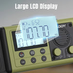 Load image into Gallery viewer, Green SH-908 radio with large LCD display showing time and frequency
