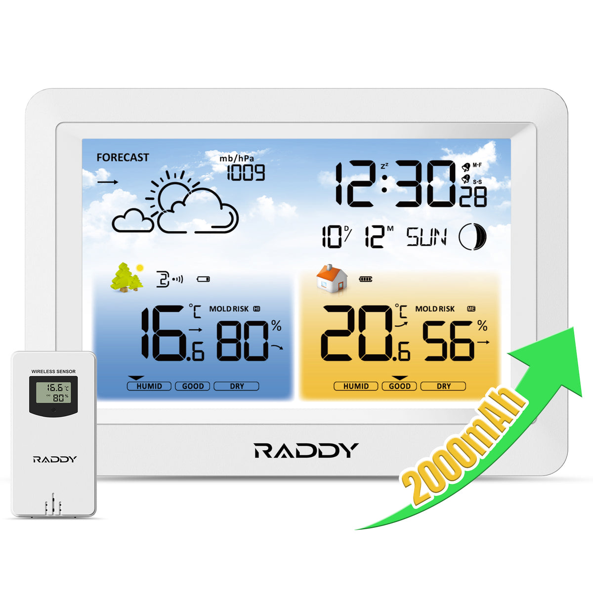 インテリア時計 WEATHER FORECAST RADIO CONTROLLED Raddy_WM6_Weather_Station_1200