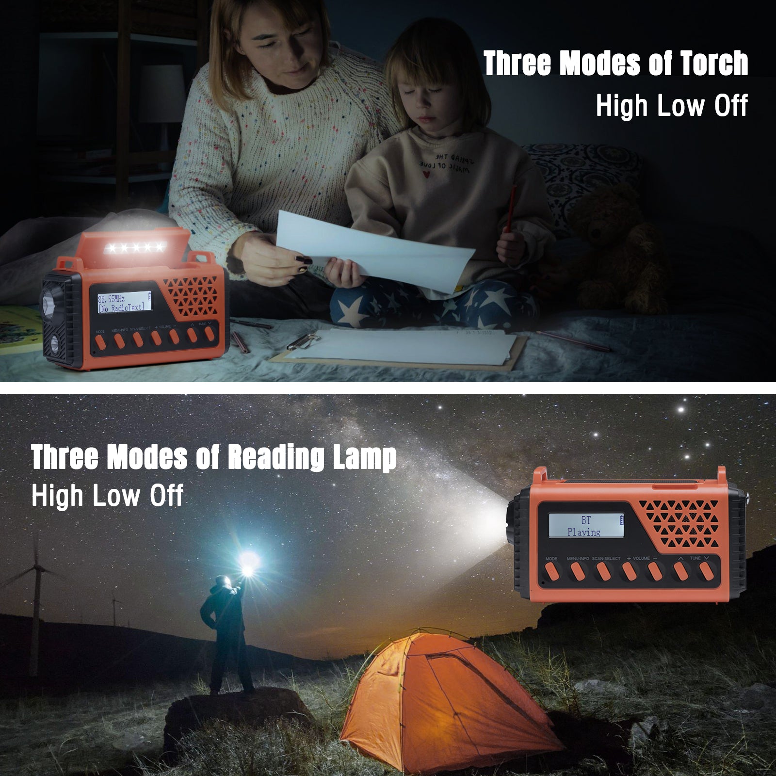 SD10 DAB/DAB+ Emergency Radio three modes of torch