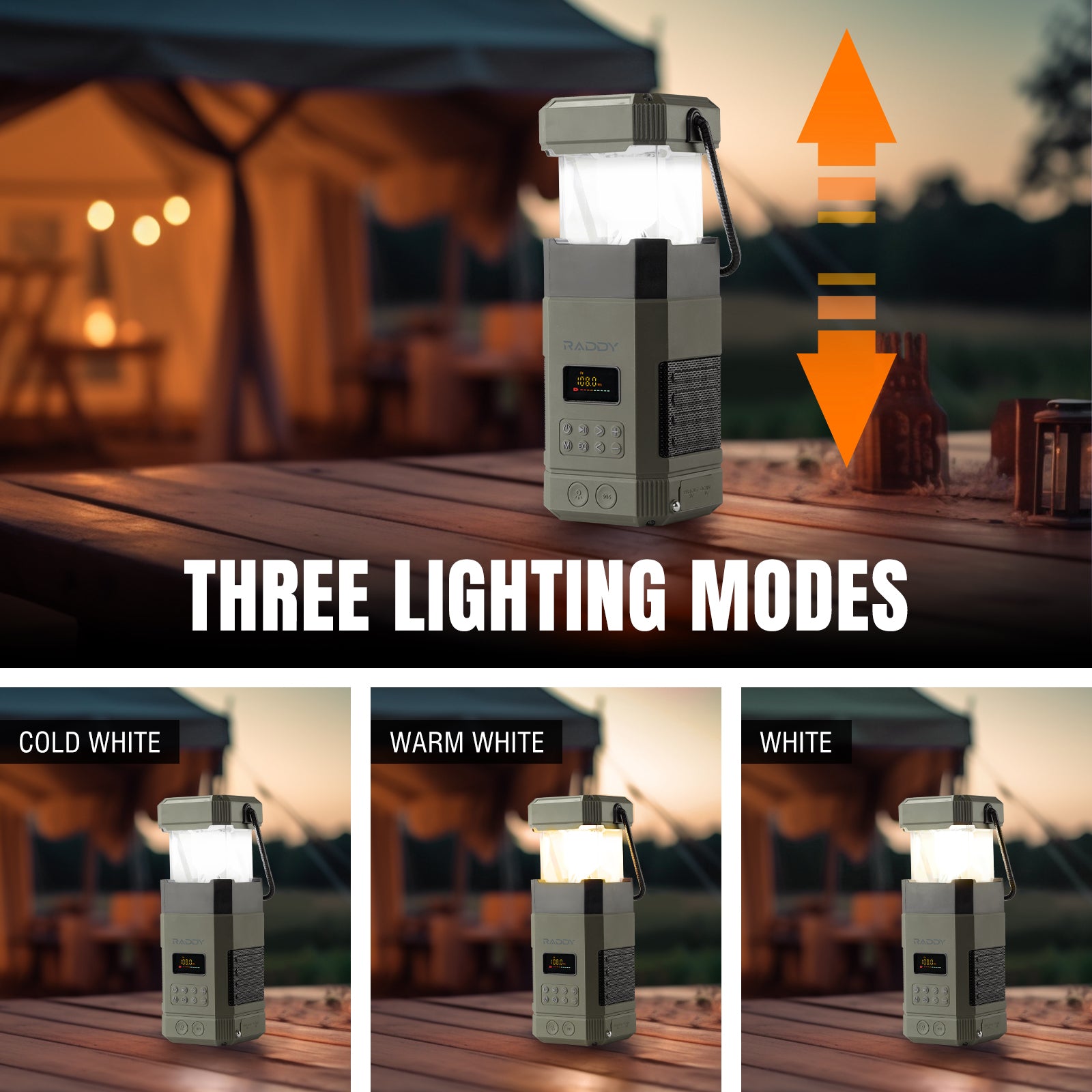 SL10 Emergency Radio three lighting modes