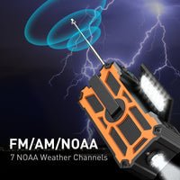 SW5 Emergency Radio supports FM, AM, and NOAA