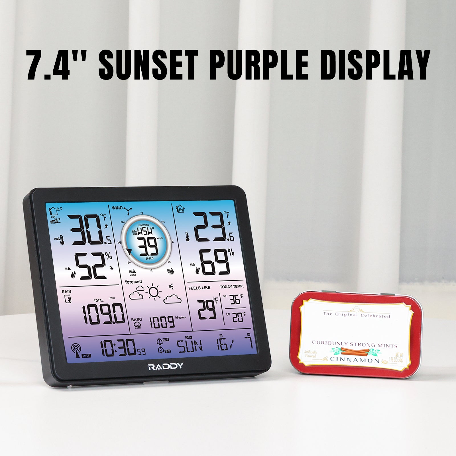 VP7 Professional Weather Station with 7.4'' sunset purple display 