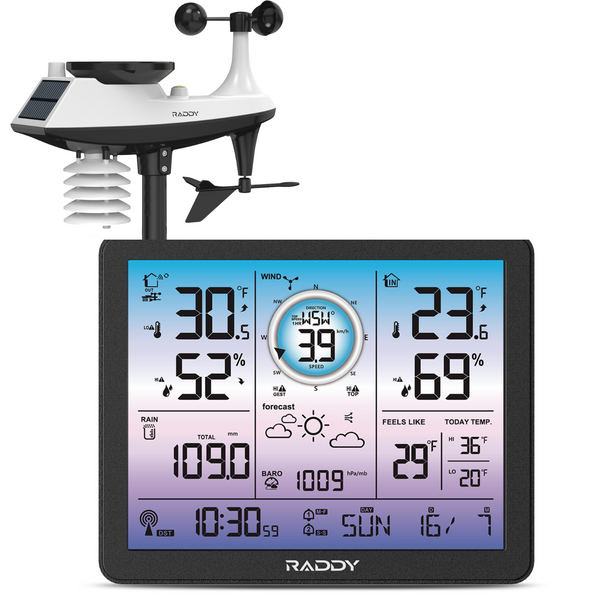 54 Solar Outdoor Clock w/Thermometer, Humidity and Weather Vane