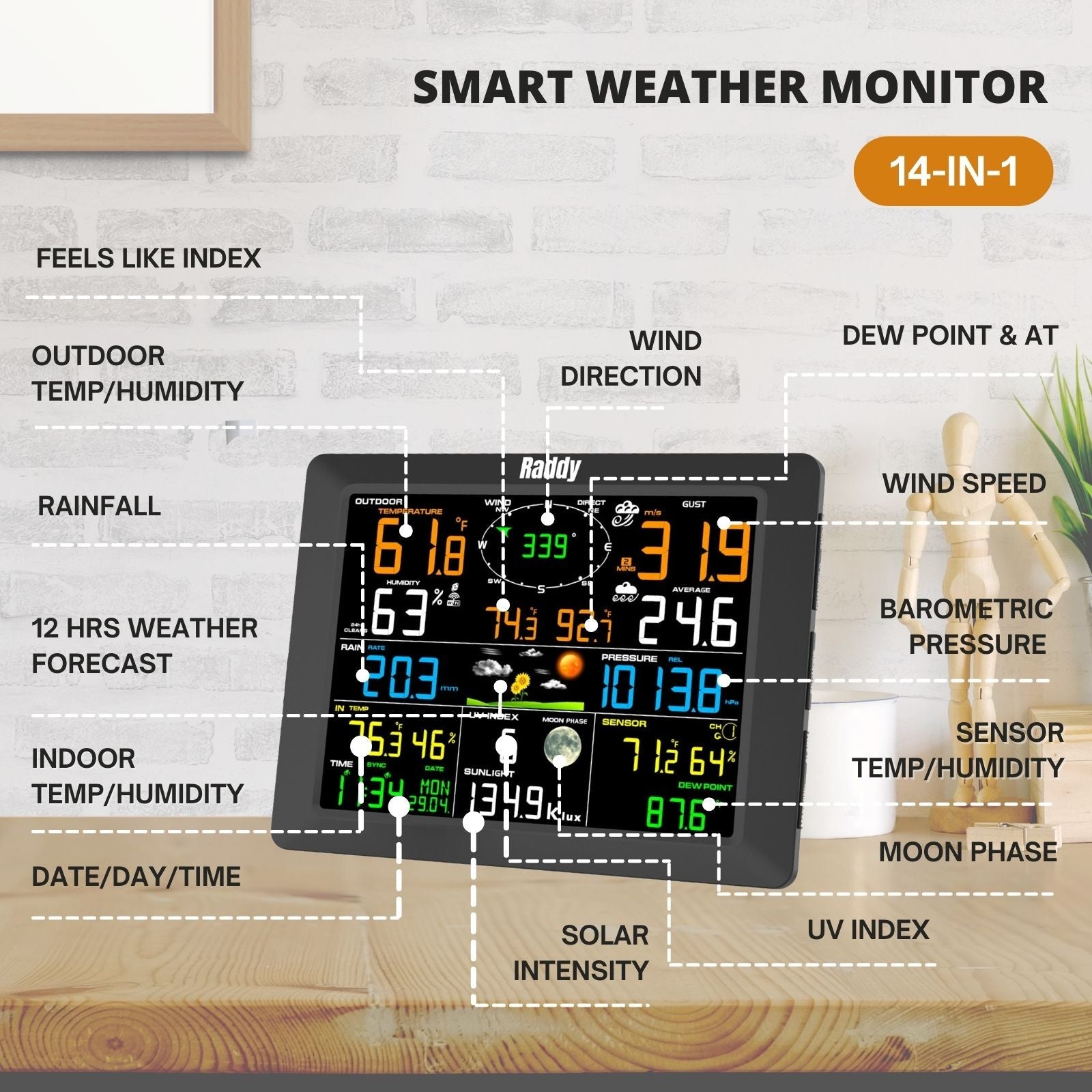 WF-100C Professional Weather Station | display instructions