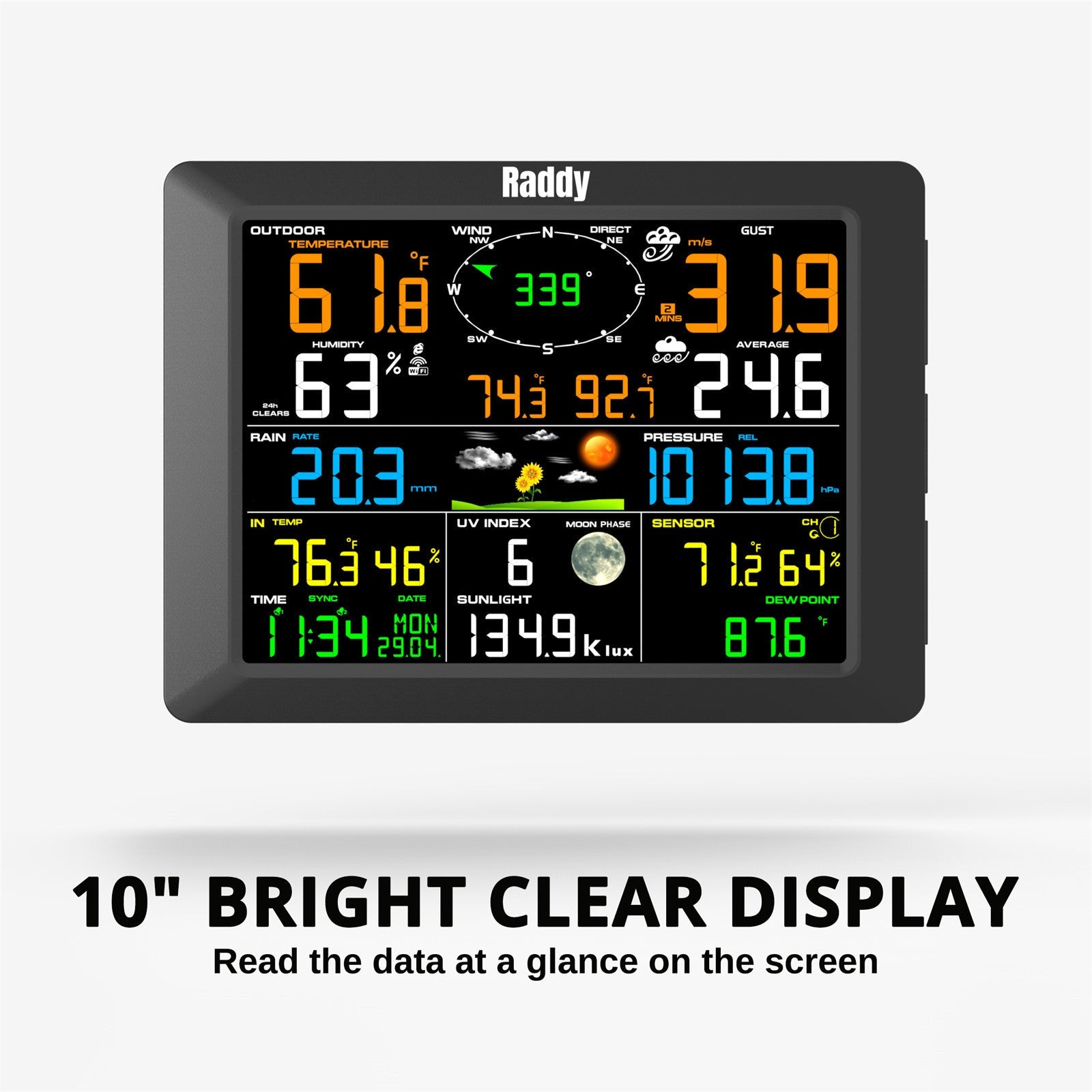 WF-100C comes with 10" bright clear display