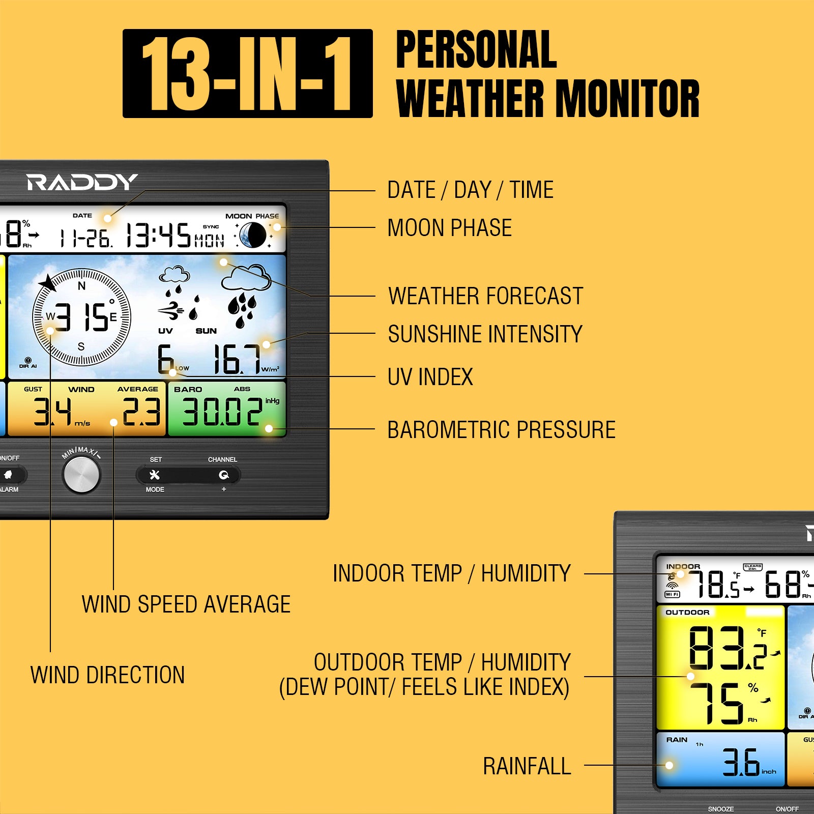 WF-100SE Weather Station 13-in-1 personal weather monitor