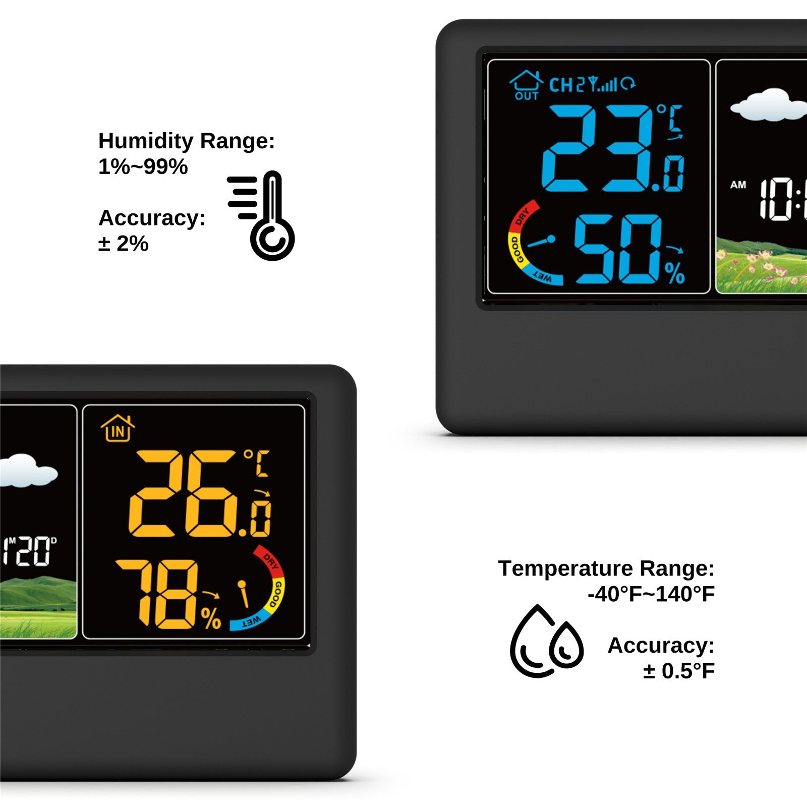 WF-55C Wireless Weather Station humidity & temperature range