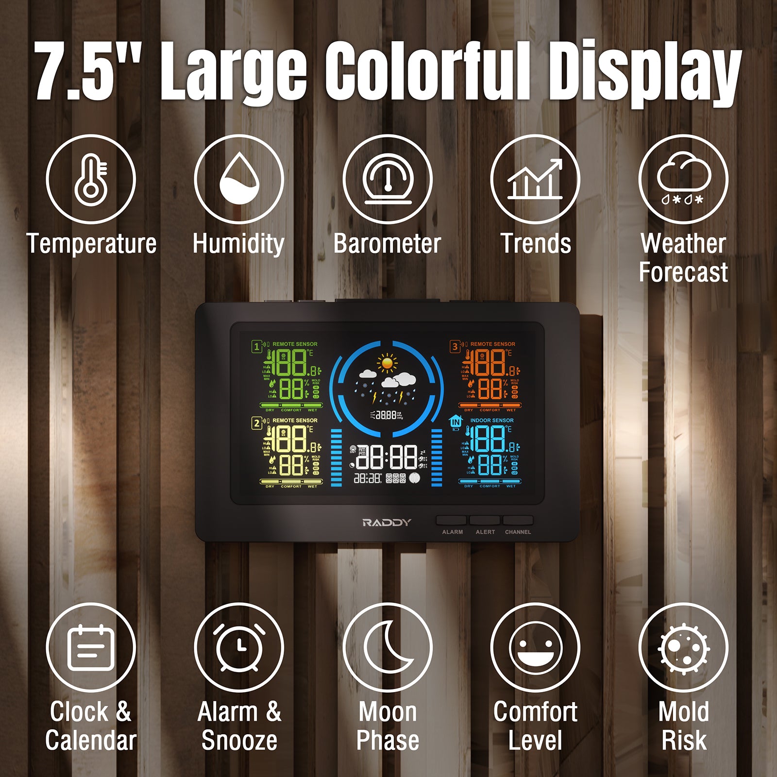 WF-80C Weather Station 7.5'' large colorful display 