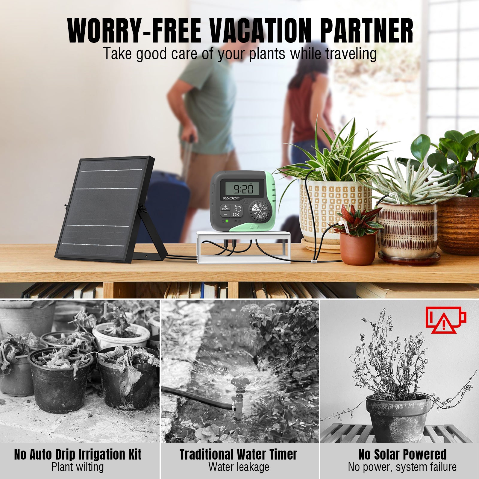 WS-1 Solar Drip Irrigation Kit worry-free vacation partner