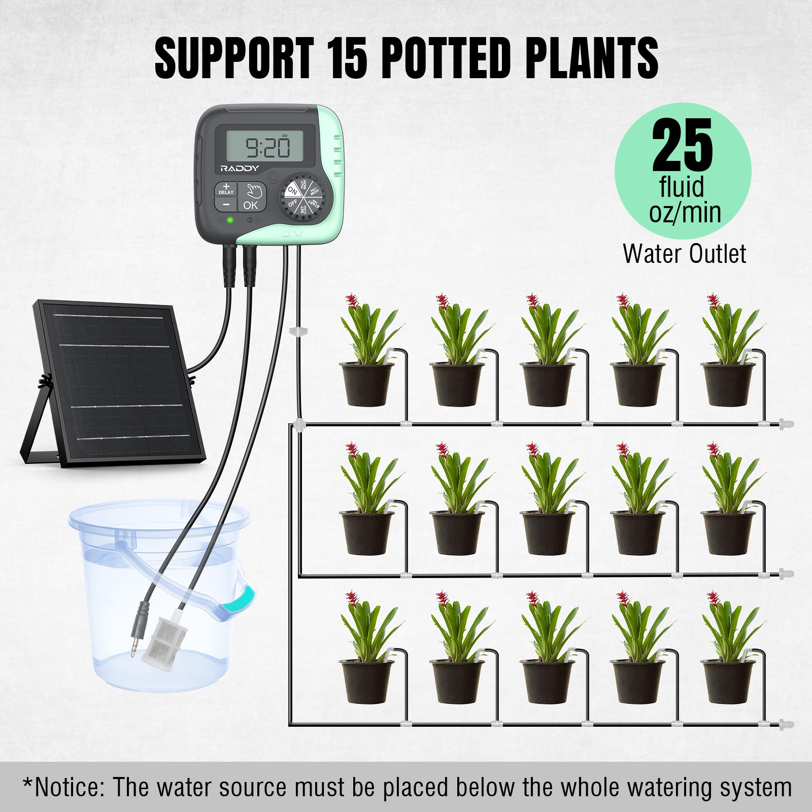 water drip system for indoor plants WS-1 Solar Drip Irrigation Kit EU