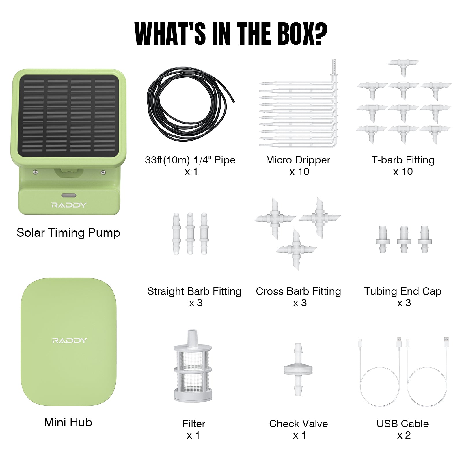 WS-2 Solar Drip Irrigation Kit package content 