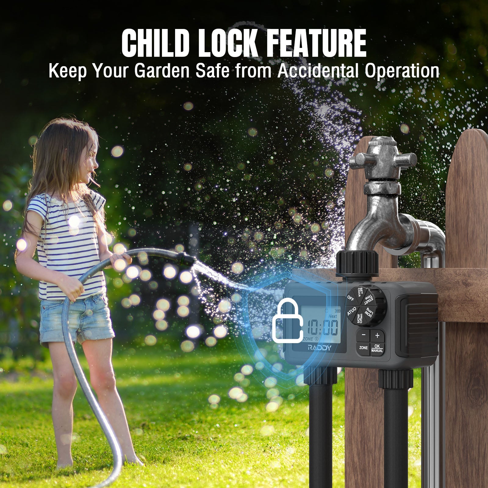 WS-5 2-Outlet Water Timer child lock feature