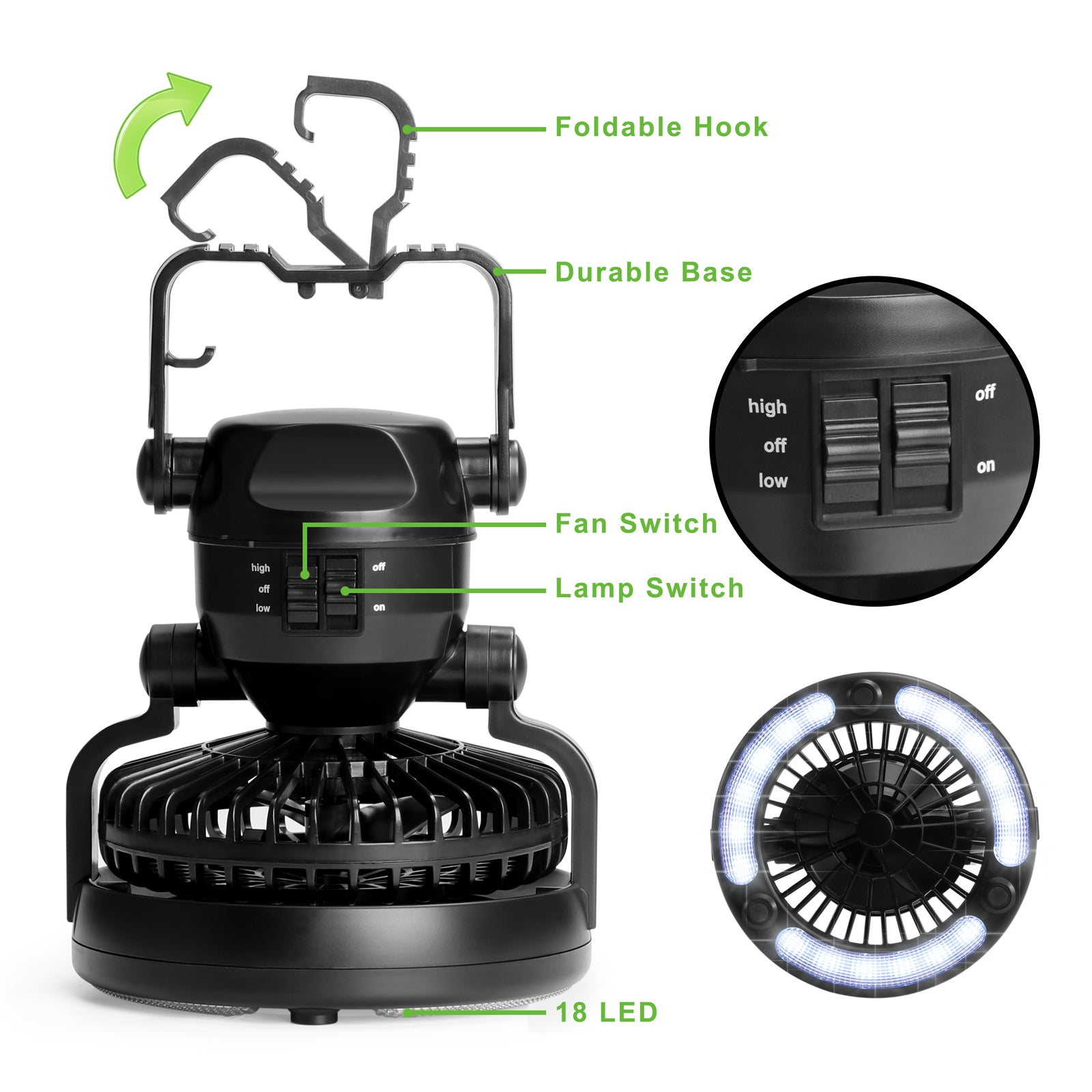 CF2 Camping Fan Lantern details instructions