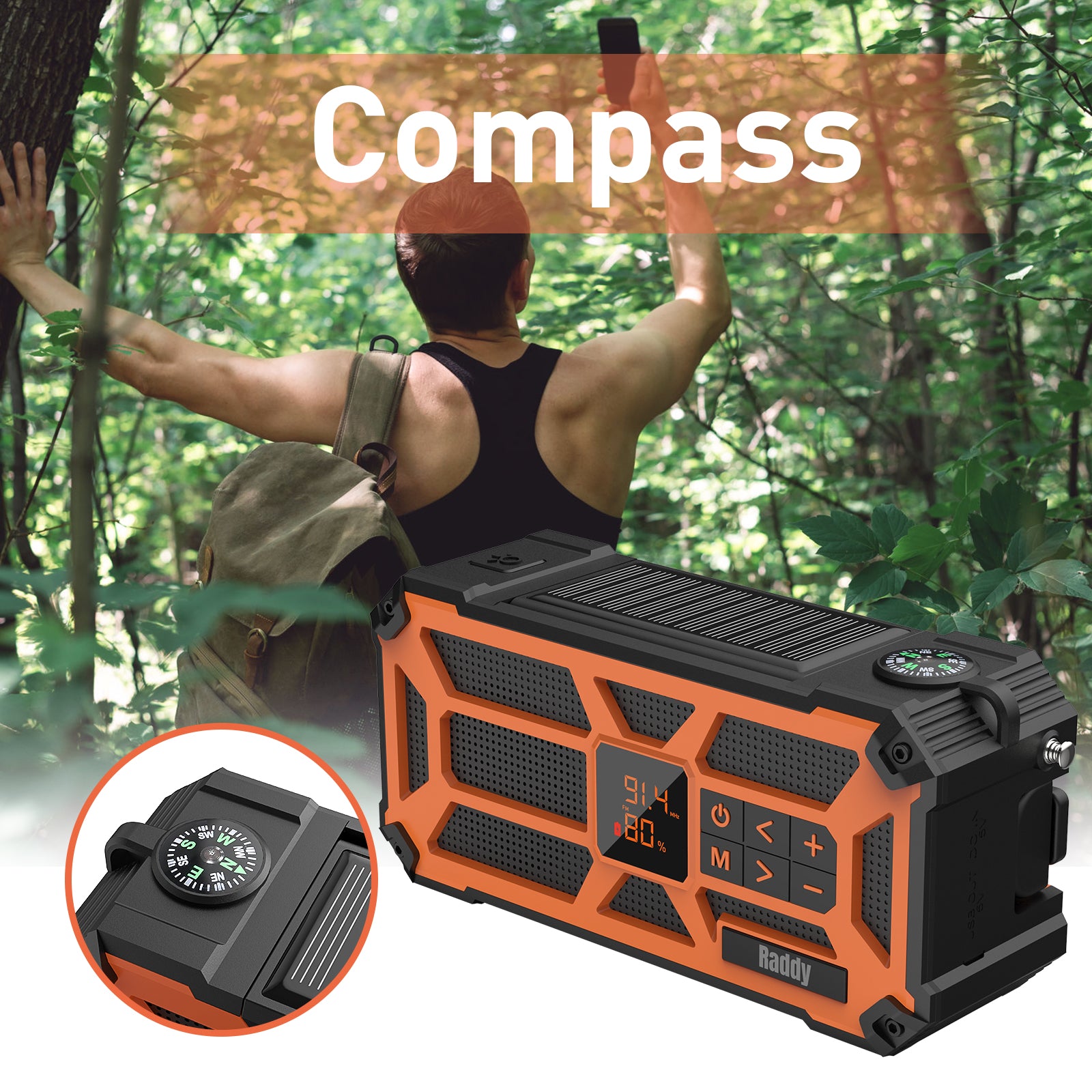 SW5 Emergency Radio comes with compass