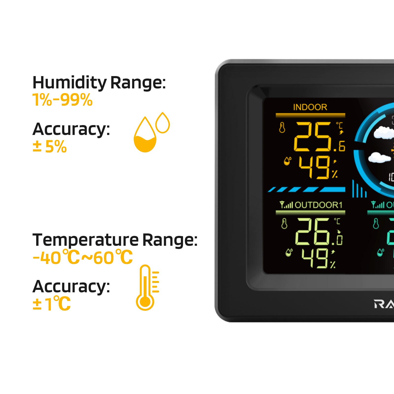 WF-60C Weather Station humidity & temperature range